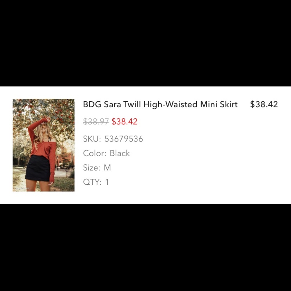 Urban Outfitters Black Denim Skirt